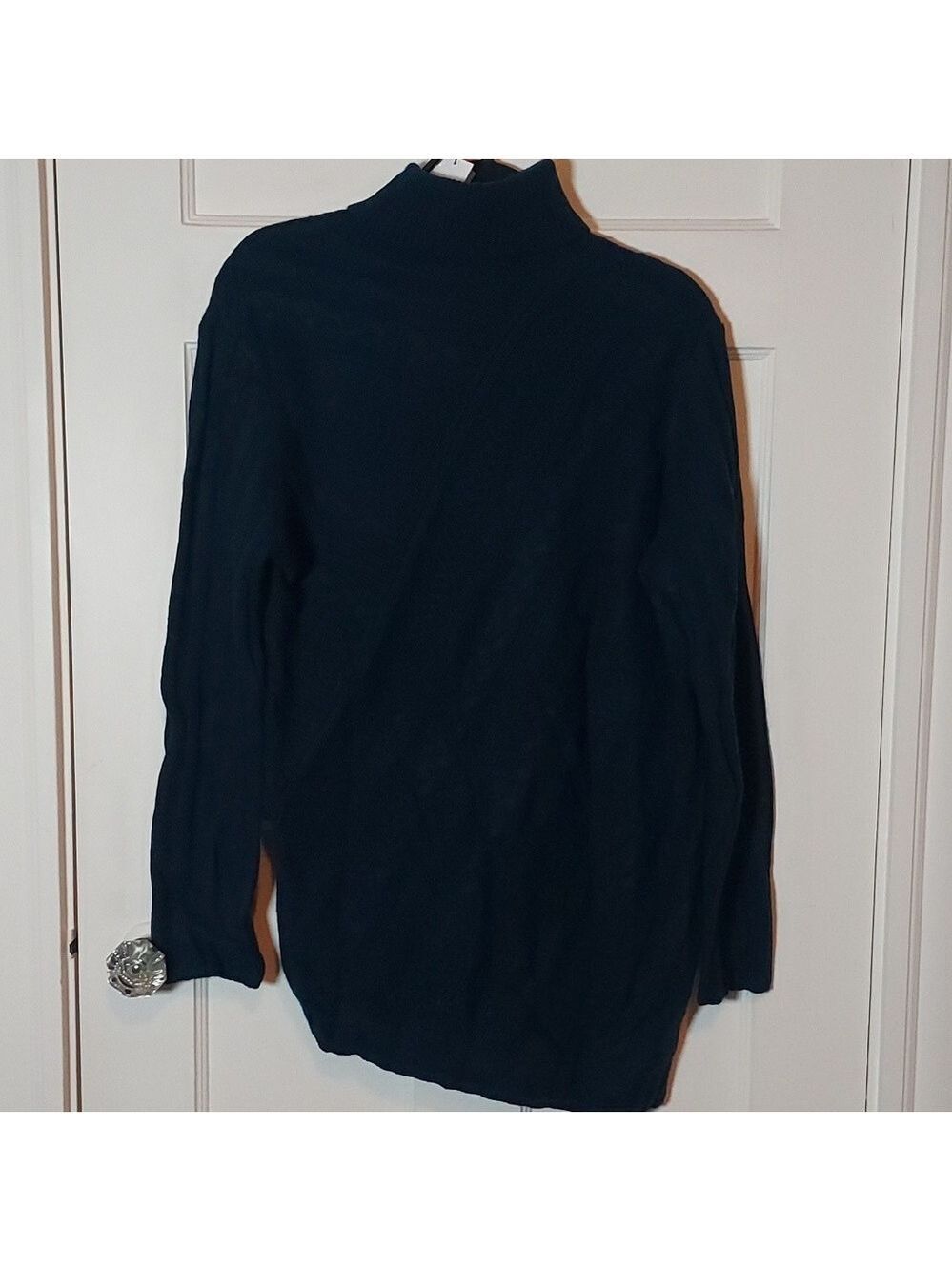 Milly Asymmetrical Cable Turtleneck Sweater Teal XL